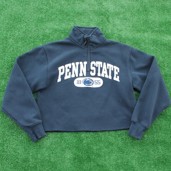 💙Penn State 1855 Navy Blue Quarter Zip cropped sweatshirt - Picture 1 of 8